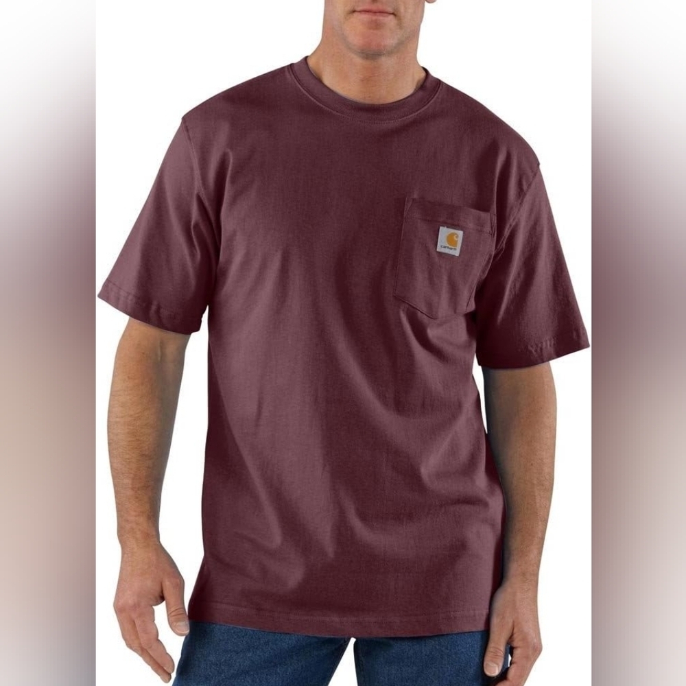 Carhartt Men's Pocket T-Shirt in Burgundy